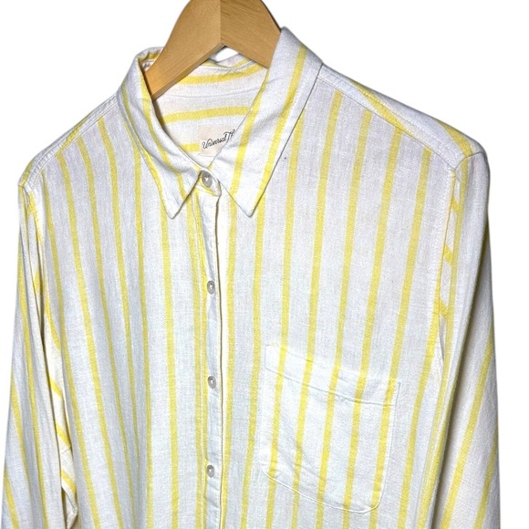 Universal Thread Womens Stripe Button Down Shirt Long Sleeve Pocket Medium - Picture 4 of 7